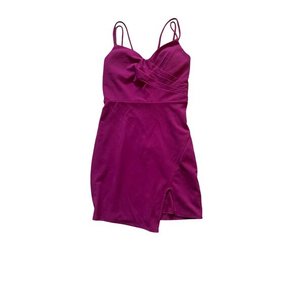 Sequins Hearts Womens/Teen fuchsia Asymmetrical dress Bust pads and Pleated Sz 7 - Picture 1 of 6